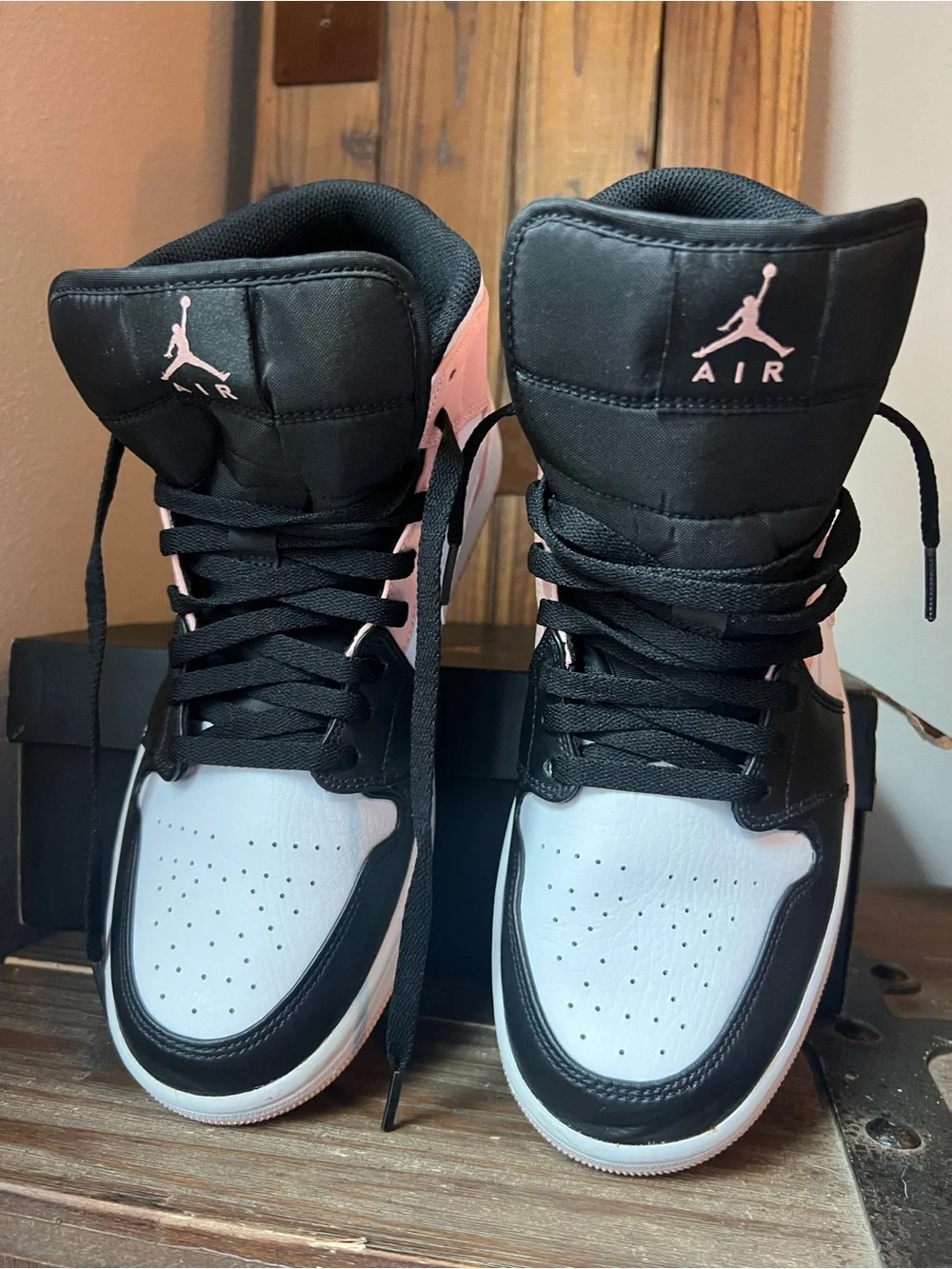Nike Air Jordan 1 Mid Sneakers - Pink/Black/White